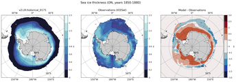 ON Climatology Map of Southern-Hemisphere Sea-Ice Thickness.