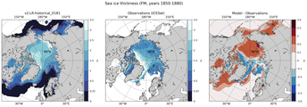 FM Climatology Map of Northern-Hemisphere Sea-Ice Thickness.