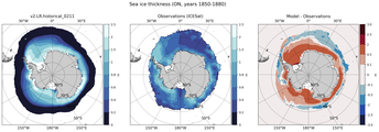 ON Climatology Map of Southern-Hemisphere Sea-Ice Thickness.