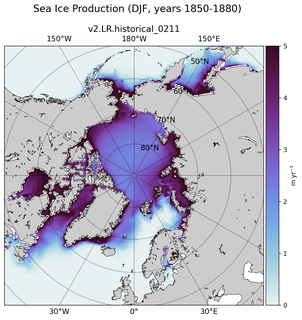 DJF DJF Climatology Map of Northern-Hemisphere Sea Ice Production