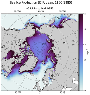 DJF DJF Climatology Map of Northern-Hemisphere Sea Ice Production