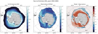 ON Climatology Map of Southern-Hemisphere Sea-Ice Thickness.
