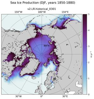 DJF DJF Climatology Map of Northern-Hemisphere Sea Ice Production