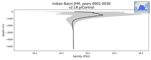 Indian Basin Salinity vs depth