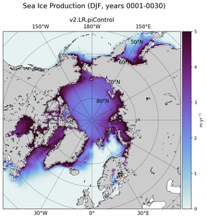 DJF DJF Climatology Map of Northern-Hemisphere Sea Ice Production